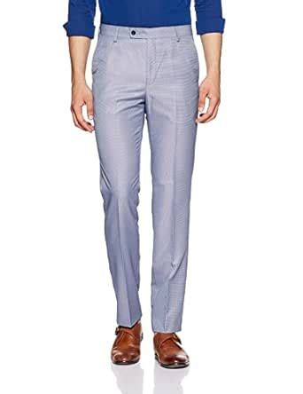Arrow Men's Pleat-Front Formal Trousers (AFWTR2023_Blue_46) : Amazon.in ...