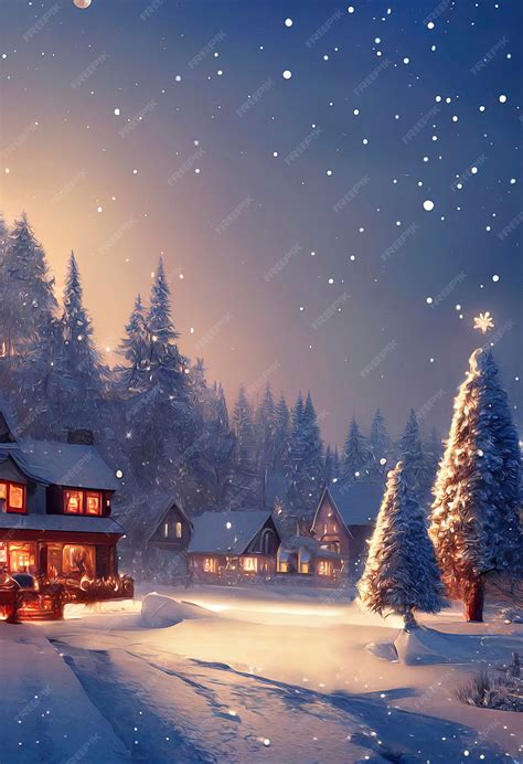 Premium Photo | Christmas landscape wallpaper beautiful winter scenery ...