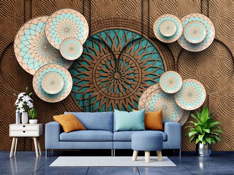 999STORE Designer Beautiful Circular Blocks Wallpapers for Walls ...