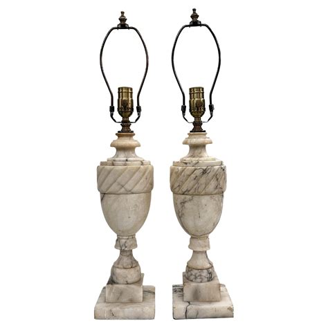 Pair of Antique Alabaster Lamps For Sale at 1stDibs