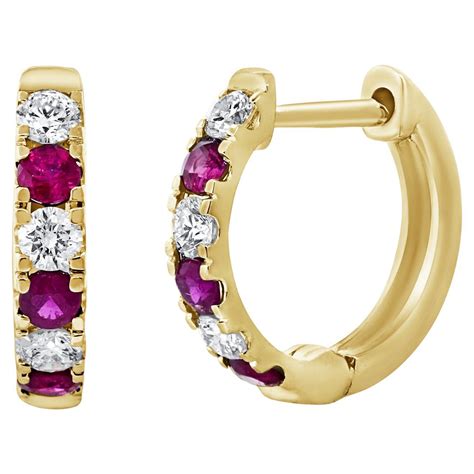 CARTIER Diamond Ruby and Gold Huggie Earrings at 1stDibs