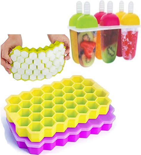 Buy Aqua Street Silicone Ice Cube Tray for Freezer Honeycomb Design ...