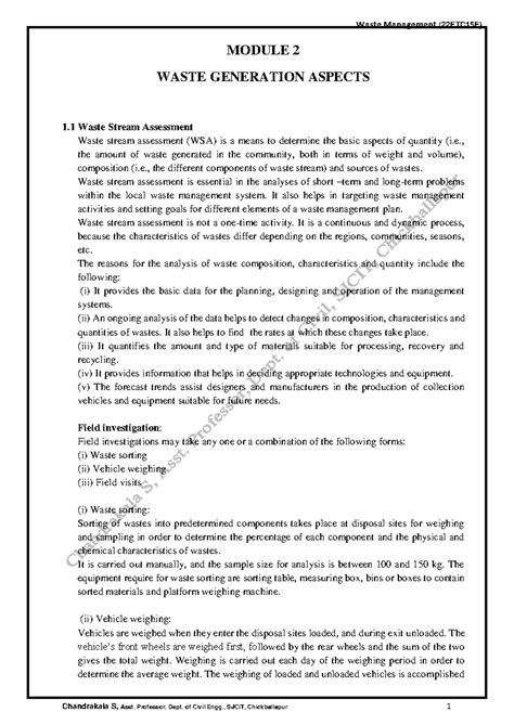 WM Module 2 new Notes - MODULE 2 WASTE GENERATION ASPECTS 1 Waste ...