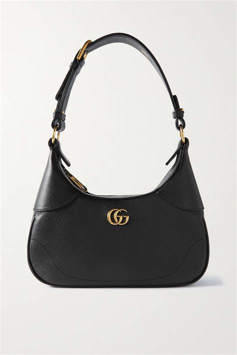 Black Aphrodite chain-embellished textured-leather shoulder bag | GUCCI ...