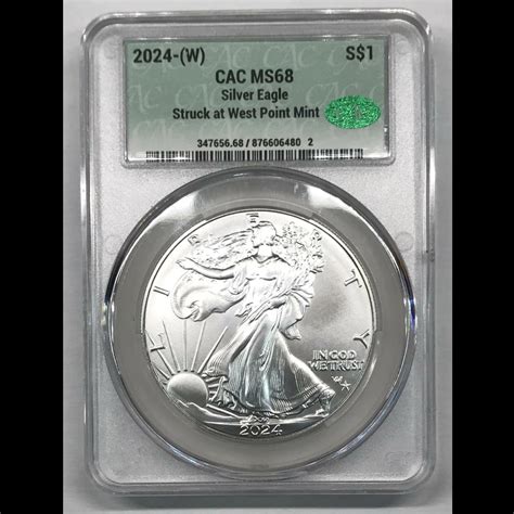 2024-(W) Silver Eagle CACG MS 68 Struck at West Point Mint CAC - Old ...