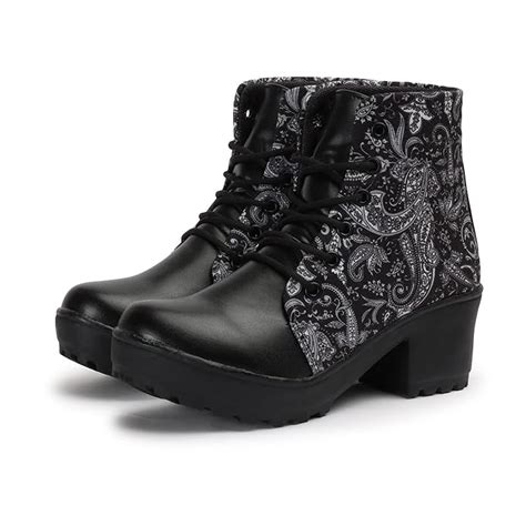 FASHIMO Printed Casual Boots for Women and Girls Ladhakh011-Black-36 ...