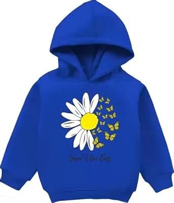 GORBETALI Boys and Girls Printed Blue Flower Kids Hoodies Regular Fit ...