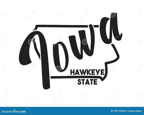 Iowa Vector Illustration. Hawkeye State Nickname. United States of America Outline Silhouette ...