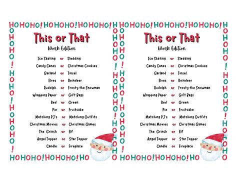 This or That Game Office Edition | This or That Christmas Game ...