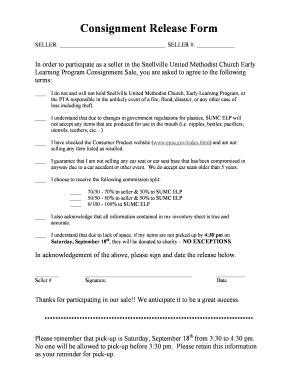 Fillable Online Get the Consignment Release Form - Snellville United ...