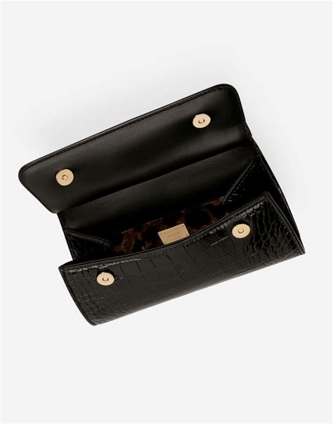 Small double-face Sicily bag in crocodile-print calfskin and leopard ...