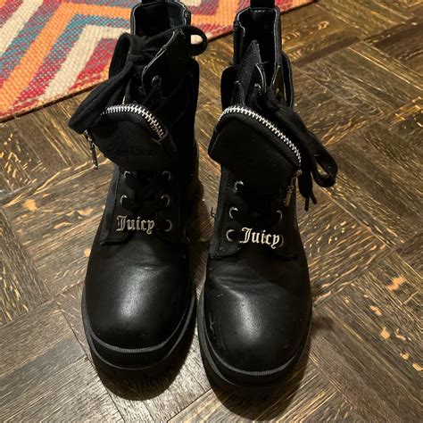 Juicy couture boots with zipper and side pockets... - Depop