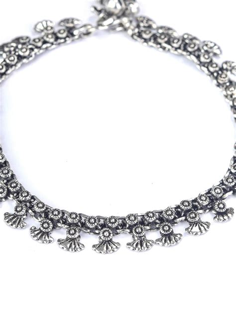German Silver Plated Oxidised Anklets – Priyaasi