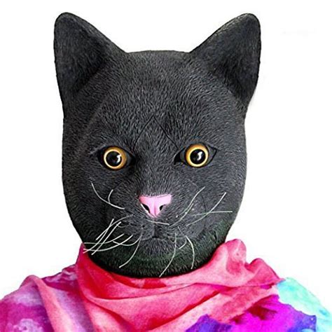 Buy CreepyParty Black Cat Latex Realistic Animal Full Head s for ...