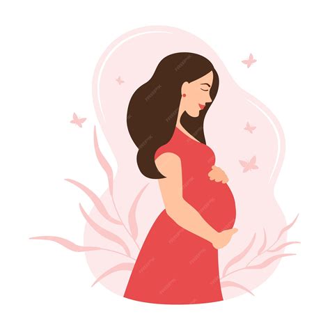 Happy pregnancy and motherhood. pregnant woman flat cartoon vector ...