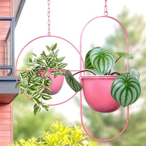 Buy HOMESAKE Set of 2 Metal Hanging Planters from Homesake at just INR ...