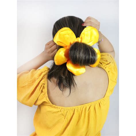 Buy Soho Boho Studio Yellow Bloom Flower Oversized Scrunchie Online