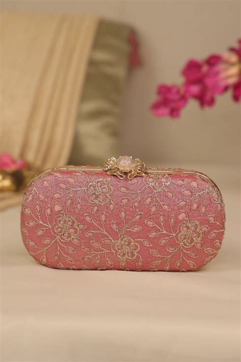 Buy AMYRA Tarang Cutwork Capsule Clutch - Pink online - The AMYRA Store