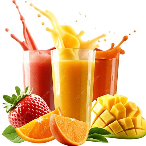 Fresh Fruit Juices Splashing In Glasses, Juice, Juices, Fruit Juice PNG ...