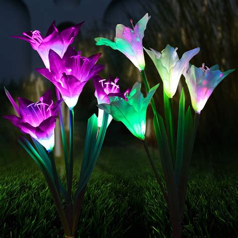 Buy 2pcs Solar Lights Outdoor Garden Stake Lily Flower Lights, EEEkit 7 ...
