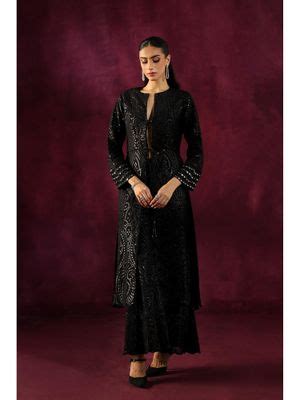 Buy Twenty Nine Black Embroidered Mirrorwork Flared Palazzo (XS) Online
