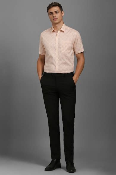 Buy Men Peach Slim Fit Print Half Sleeves Formal Shirt Online ...