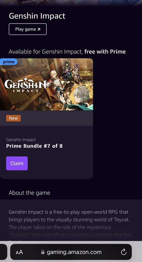 PSA: Amazon prime genshin gaming bundle 7 (out of 8) is up, you need at ...