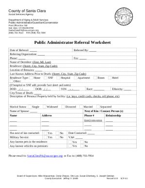 PA Referral Worksheet - Santa Clara County, California Doc Template ...