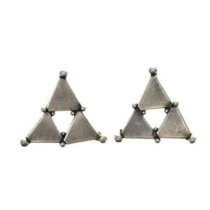 Buy House Of Aadyaa Handmade Silver Triangle Studs Earring | Oxidized ...