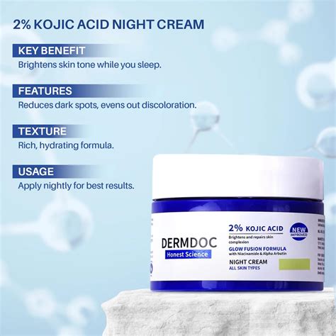 Dermdoc 2% Kojic Acid Night Cream (50 g) & 5% Glycolic Acid Underarm ...