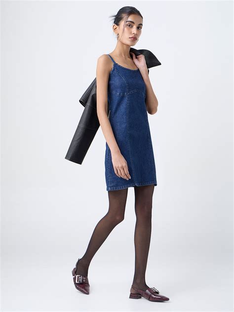 Buy Nuon Blue Denim A-line Dress from Westside