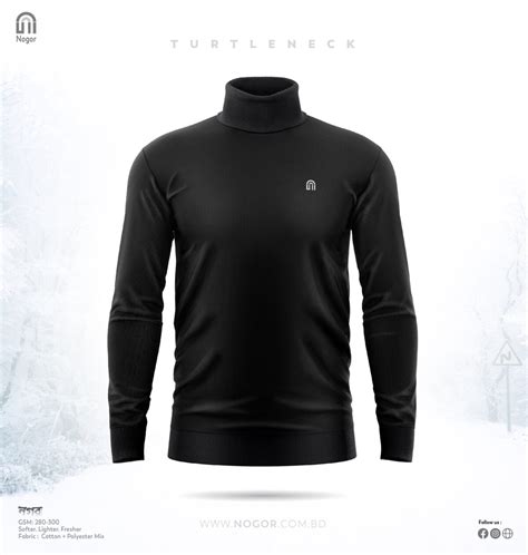 Classic Turtle Neck T-shirt - Unisex - Black - NOGOR