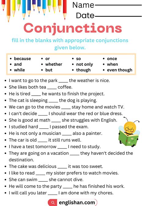Image result for Conjunctions Worksheet