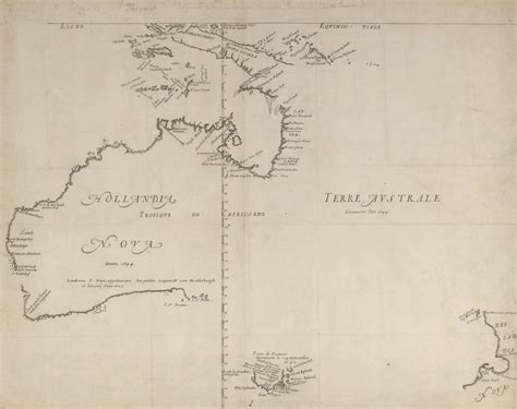 Map of New Holland (Australia), New Guinea, and New Zealand from 1644, based on a map by the ...