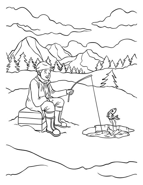 Ice Fishing Coloring Pages