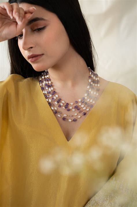 Raeta Purple Flourite Layered Necklace – Do Taara
