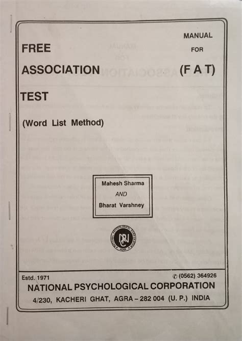Free Association Test - General psychology - Studocu