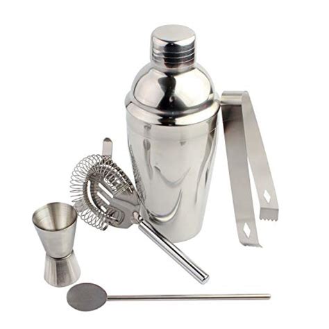 5 Piece Stainless Steel Cocktail Set Cocktail Shaker Set with Measuring ...