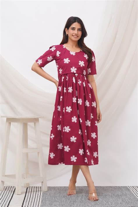 Venetian Red Zipless Feeding Dress | MomsBae