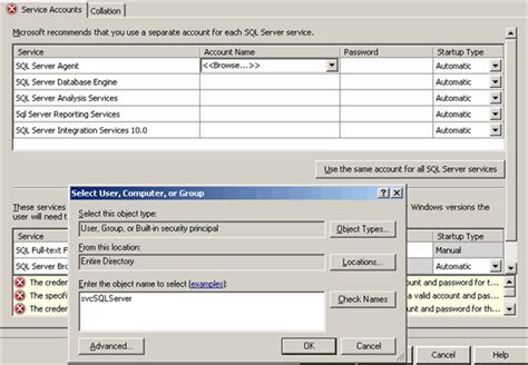Image result for SQL Server Install Local System Account