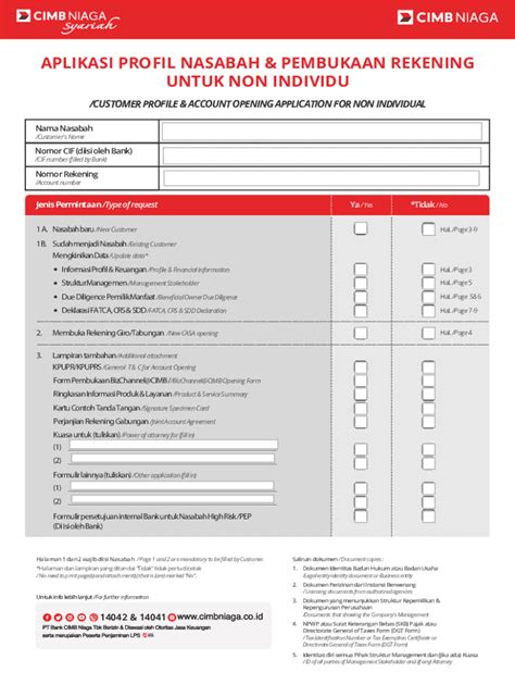 Fillable Online Non akad wakalah APLIKASI PROFIL NASABAH PEMBUKAAN ...