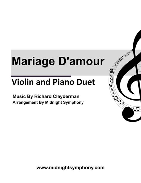 Mariage D'amour (arr. Midnight Symphony) by Clayderman Richard Sheet ...