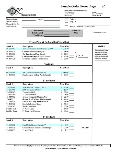 Sample Order Form 的图像结果