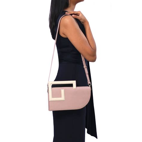 Emily Pink Leather Clutch Bag - With Crossbody Sling - Adisee – ADISEE
