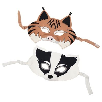 SKOGSDUVA mask, set of 2, badger/lynx multicolour - IKEA