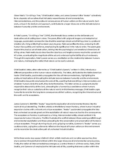 VAC 2024 {01} - Summary Ecology and lit - Gieve Patel's "On Killing a ...