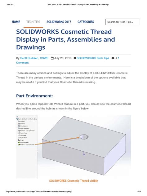 Add Cosmetic Thread SolidWorks 的图像结果
