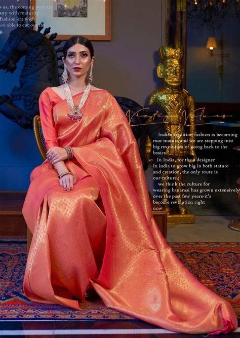Pure Handloom Silk Orange Kanjivaram Saree USA Online Collection – Sunasa
