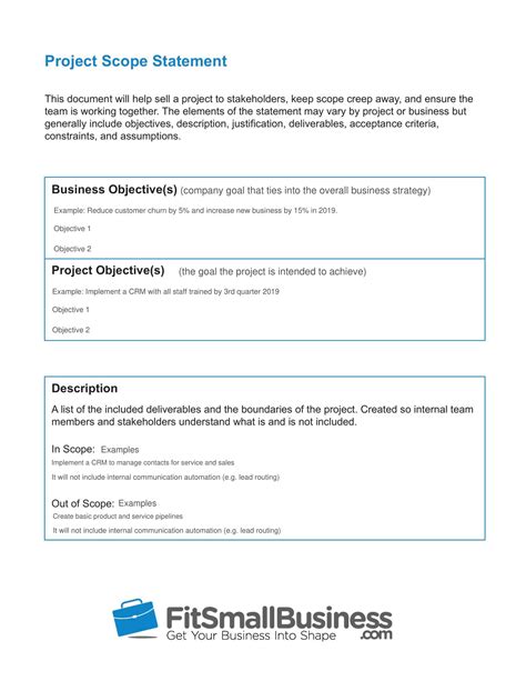 Image result for Project Scope Statement Template PDF