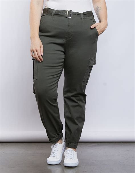 Plus Size Belted Cargo Pants - plus size cargo pants - 2020AVE